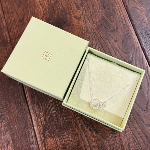 NEW IN BOX Elegant Silver Interlocking Circles Necklace - Picture 11 of 15